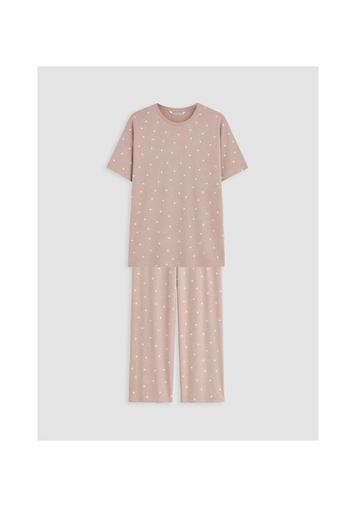 Lcw Dream Bej Puantiyeli Kadın Pijama Takım