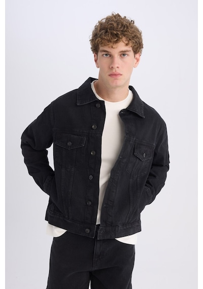 Defacto %100 Pamuk Regular Fit Jean Ceket E0962ax25spnm40 Siyah-nm40