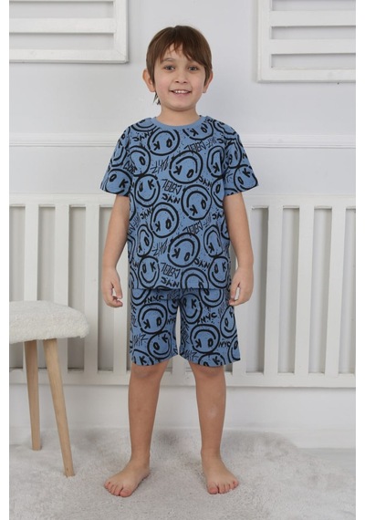 Bunny Hopp Şortlu Erkek Çocuk Pijama Takımı %100 Pamuk Desenli Yazlık 3-8 Yaş Mavi Siyah Bunny Hopp Şortlu Erkek Çocuk Pijama Takımı %100 Pamuk Desenli Yazlık 3-8 Yaş Mavi Siyah