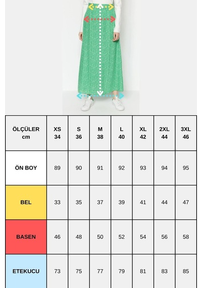 Sââde Çiçek Baskılı Kloş Etek Mavi