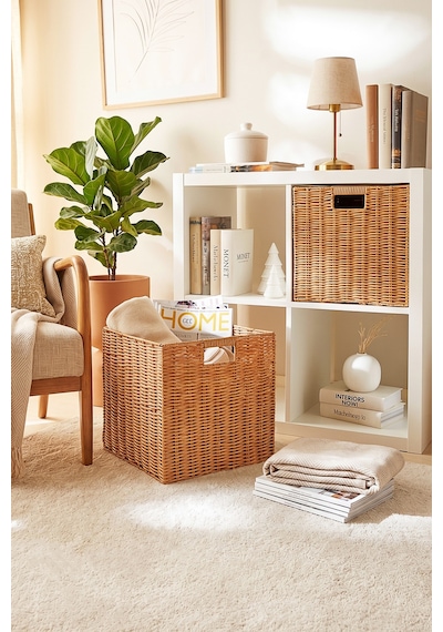 Ocean Home Textile Yıkanabilir Bej Pp Rattan Sepet 33 X 33 X 33 Cm