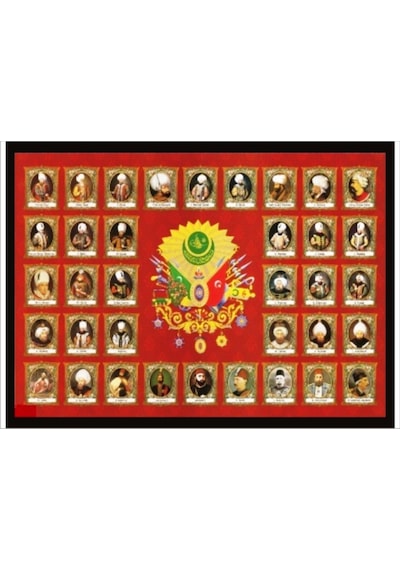 70X100Cm İsim Ve Portreleriyle Padişahlar Poster Tablo