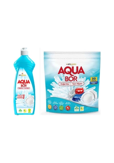 Aquabor Doğal Mineralli Elde Bulaşık Deterjanı +bulaşık Makinesi Tableti 30 Tablet