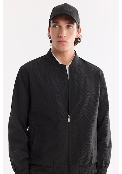 Avva Erkek Siyah Bomber Yaka Su İtici Rüzgar Geçirmez Hafif Mevsimlik Comfort Fit Mont A61y6059