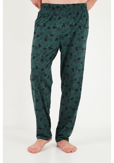 Buratti Baskılı Pamuklu Bisiklet Yaka Uzun Kollu Pijama Takımı Erkek Pijama Takımı 6575004 Yeşil