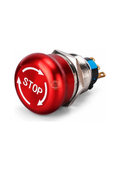 Acil Stop Butonu 19mm Metal D96 1no/1nc Bas-çevir Panel Tipi
