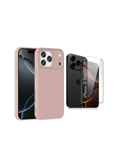 Apple Uyumlu iPhone 17 Pro Içi Kadife Lansman Kılıf Ve 5d Tam Kaplayan Cam Ekran Koruyucu Desert Gold