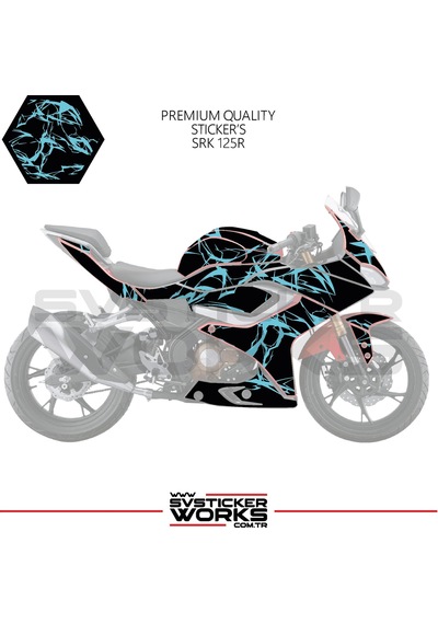 Rks Srk 125r Kaplama Sticker Şimşek Yıldırım Motor Kaplama Modeli Hazır Kit Mavi