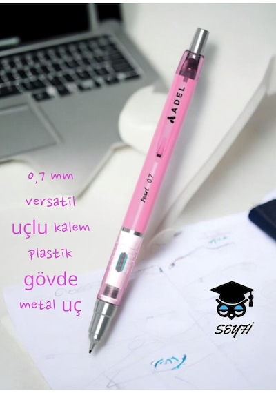 0,7 Mm Versatil Uçlu Kalem Plastik Gövde Metal Uç Pembe