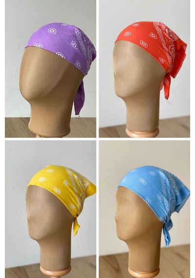 Pamuklu Klasik Desen Unisex 4lü Bandana Seti Renkli Bandana Etnik Desenli A Kalite Bandana Koyu Hardal