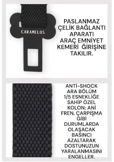Kedi Ve Köpek Araç Emniyet Kemeri, Araç Tasması Desen 3-tek Ebat Genel
