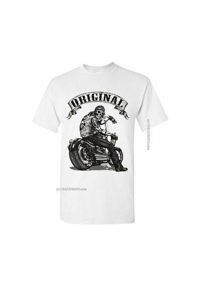Noıssey Kırmızı Etiket Gala Biker T Shirt Orijinal Kafatası Erkek Tshirt 17324 Beyaz
