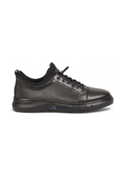 Komcero Kauçuk Tabanlı Bağcıklı Sneaker Siyah Hakiki Deri Erkek Casual Ayakkabı Hz0795-510
