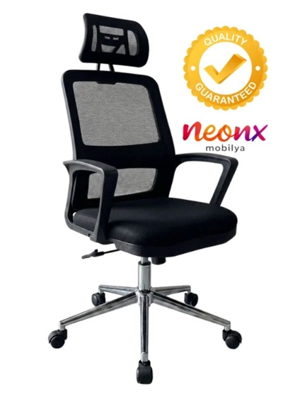 Neonx Belinay Başlıklı Çalışma Koltuğu Ofis Koltuğu Ergonomik Çalışma Koltuğu Siyah