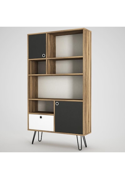 Dekorister Exclusive Karamel Kitaplık Ceviz-Antrasit