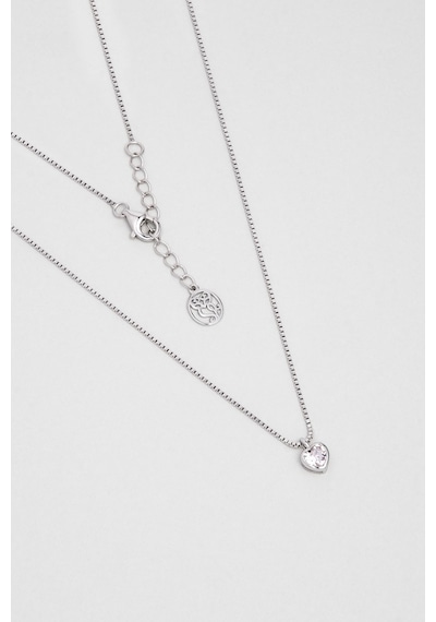 So Chic Romantik Aşk 18 Ayar Beyaz Altın Kaplama 43 Cm Gümüş Kalp Kolye Beyaz