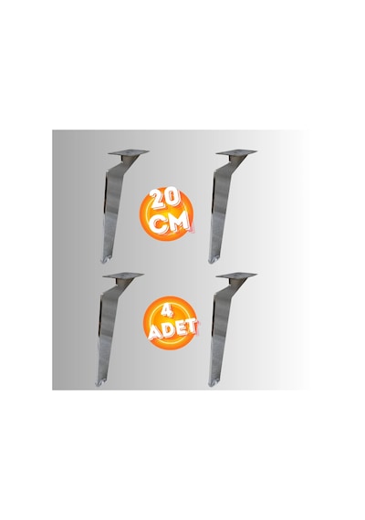 20 Cm Metal Tabanca Ayak Koltuk Ayağı Mobilya Ayağı Ünite Ayağı Konsol Ayağı Puf Berjer Ayağı 4 Ad Krom