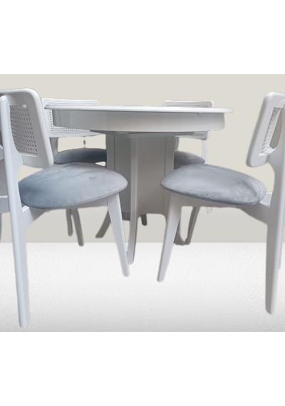 Masa Kutu Sandalye Zia Takım Model 90405 Kayın Parlak Beyaz Lake El Yapımı