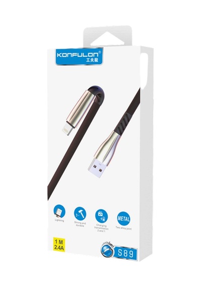 Konfulon - 514 - S89 Metal Uçlu Lightning Kablo İphone Uyumlu 1m 2.4a - Shopılke - - Kırmızı
