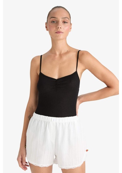 Defacto Regular Fit Beli Lastikli Şort Pijama Altı-fall İn Love F8934ax25hswt48 Beyaz