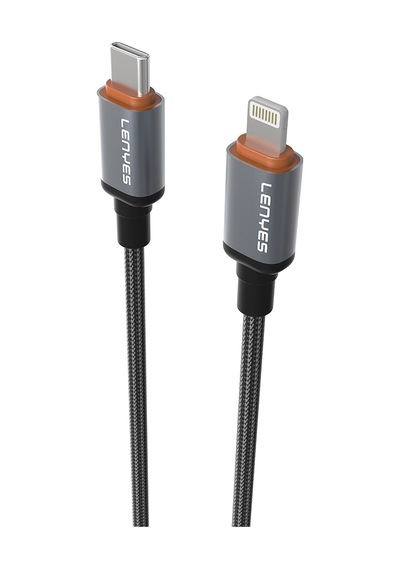 Lenyes LC528 Type-C To Lightning 27W Hızlı Şarj Özellikli Örgülü Data Ve Şarj Kablosu 1 M Siyah