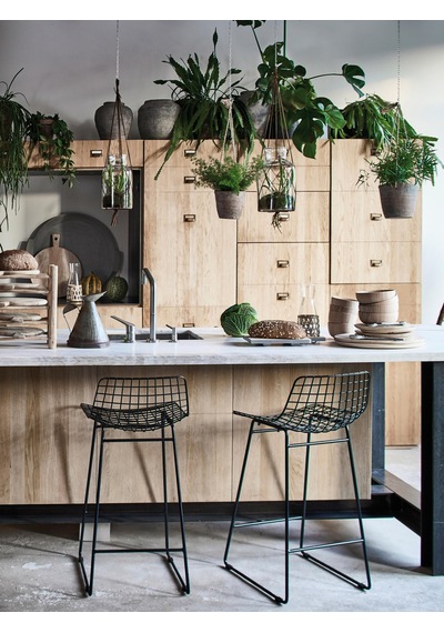 Westwing Wire Metal Bar Taburesi - Gümüş Rengi, Minimalist Ve Çok Yönlü Sandalye Siyah