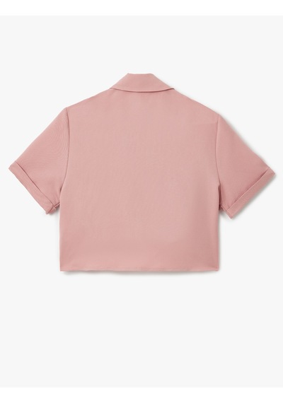 Koton Modal Kumaş Kısa Kollu Cep Detaylı Crop Gömlek Rose 5sak60261pw Pembe