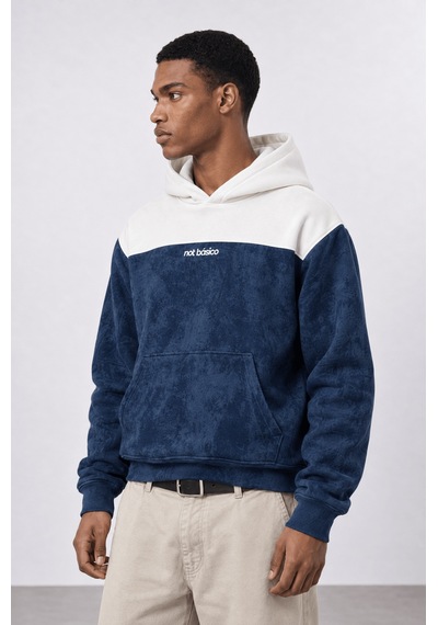 Respire Erkek Not Básico Baskılı Yıkamalı Oversize Hoodie Lacivert