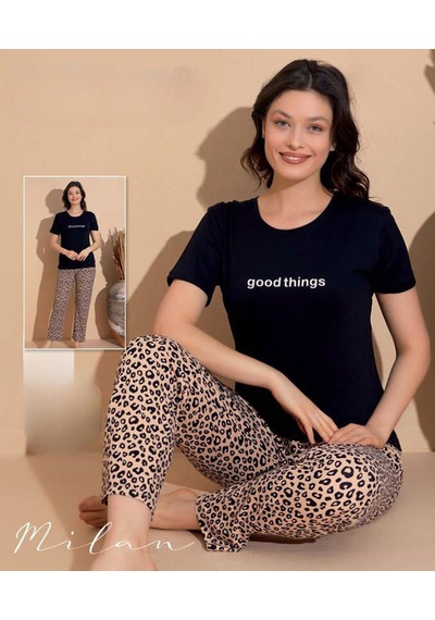 Boyraz Slim Fit Dar Kesim Kadın Milan Bisiklet Yaka Kısa Kol Pijama Takımı 11000s - 1 Adet Siyah Boyraz Slim Fit Dar Kesim Kadın Milan Bisiklet Yaka Kısa Kol Pijama Takımı 11000s - 1 Adet Siyah