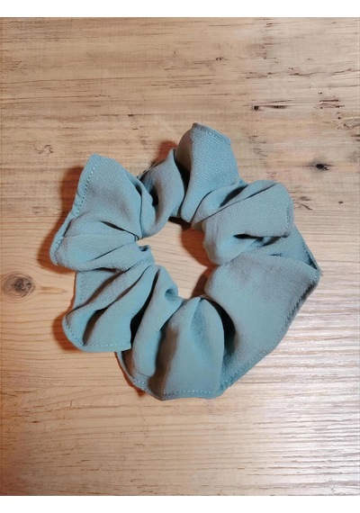 Handmade Çift Dikişli Xl Scrunchie Saç Tokası Su Yeşili