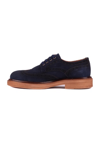 Shoetyle - Lacivert Hakiki Süet Bağcıklı Erkek Ayakkabı 666-3951-1236 Lacivert