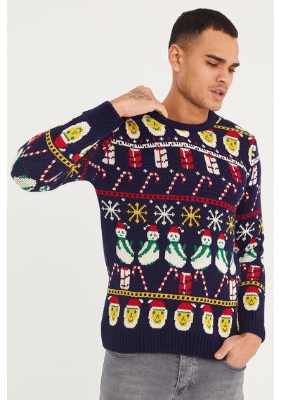 Erkek Christmas Yılbaşı Kazağı Lacivert