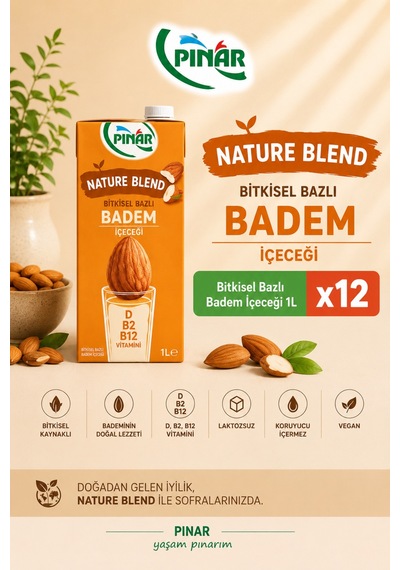 Bitkisel Badem Sütü 1 Lt X 12 Adet