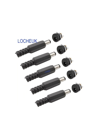 5 Set 2.1Mm Erkek Jak Fiş +Dc Vidalı Dişi Şase Power Jack Seti