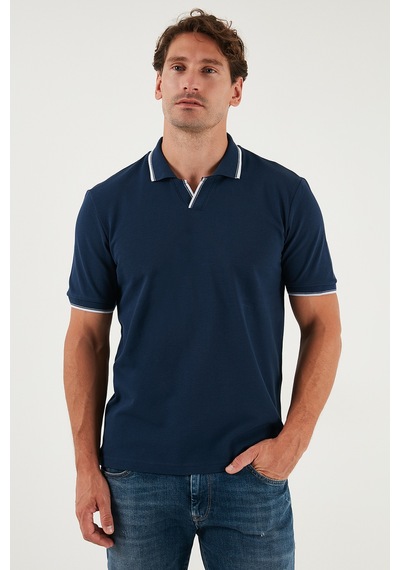 Buratti Pamuklu Regular Fit Şerit Detaylı Erkek Polo Yaka T Shirt 5902964 Indigo