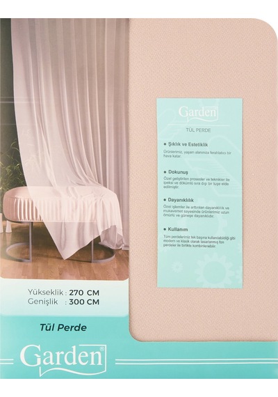 Gardenn Poturge Tül Perde - Bej - 300x270 Cm Diğer
