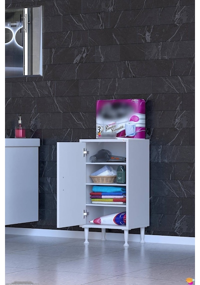 Söke 50 Cm Çok Amaçlı Kapaklı 3 Raflı 4 Bölmeli Komidin Dolap 50 Cm