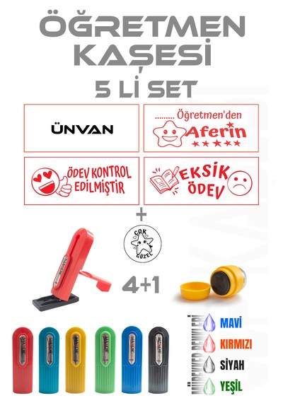 Öğretmen Kaşesi Aferin Kaşesi Cep Kaşesi 5 Li Set