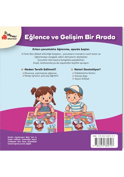 Playever 5 Farkı Bul - Prenses, Dikkat Ve Görsel Algı Etkinlik Kitabı