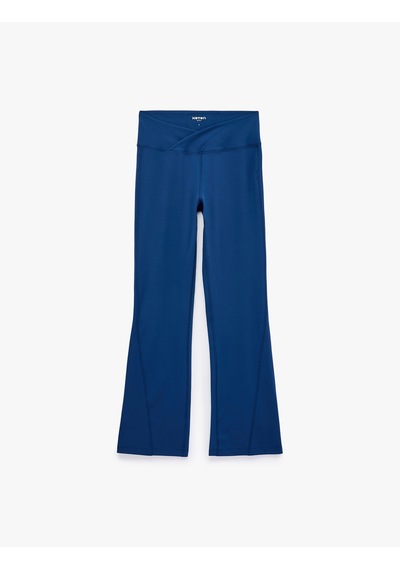 Koton Slim Fit Yüksek Bel İspanyol Paça Spor Tayt Lacivert 7wak40103nk
