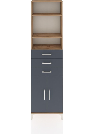 Arges Dolap 4 Raflı 3 Çekmeceli 2 Kapaklı 60x30x221 Çam-antrasit Atlas Çam