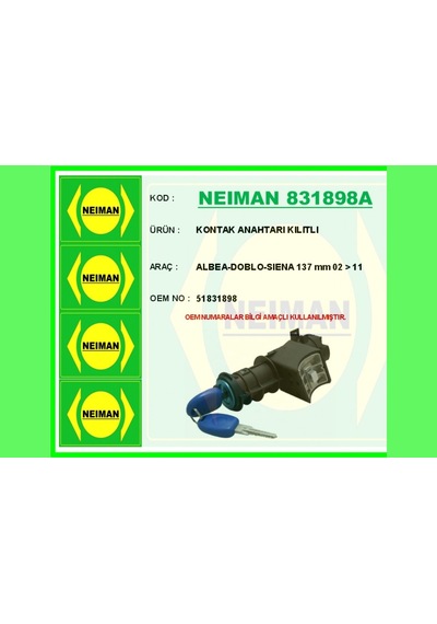 Kontak - 547 - Anahtarı Kılıtlı Albea-doblo-sıena 137 Mm 02 - Kmrsfres - - 11 Çok Renkli