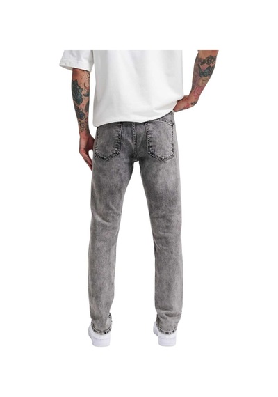 Siyah Efektli Random Slimfit Jean Pantolon Siyah
