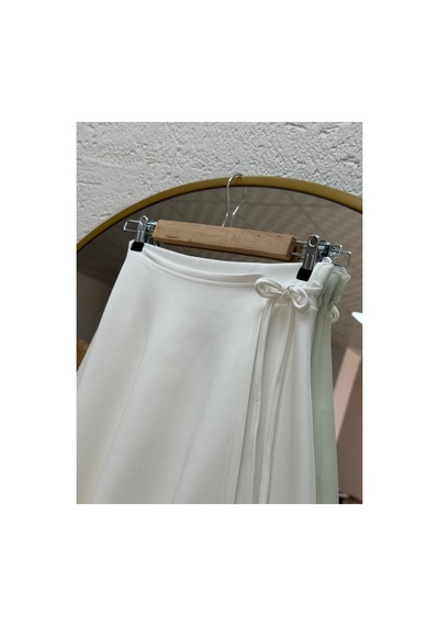 Unika Boutique Elisaid Yandan Bağlamalı Parçalı Skuba Etek-gs3788 Beyaz