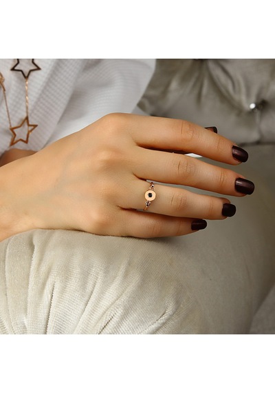 Kuyumcudukkani Siyah Taşlı Elişi Trend Yüzük-10320-r-blk Rose Gold