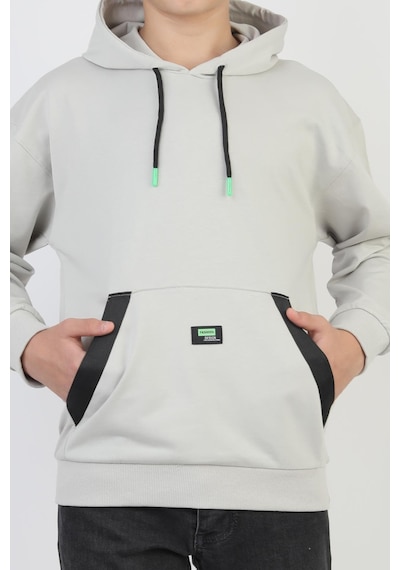 Kapüşonlu Kanguru Cepli 2 İplik Mevsimlik Erkek Çocuk Sweatshirt-90920 Gri