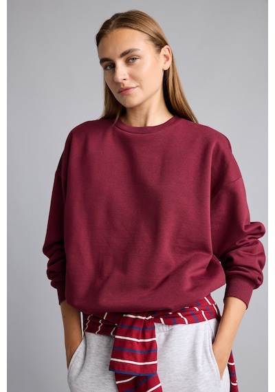 Defacto Oversıze Bisiklet Yaka Basıc Kalın Sweatshirt F9628ax26aubr115 Bordo-br115