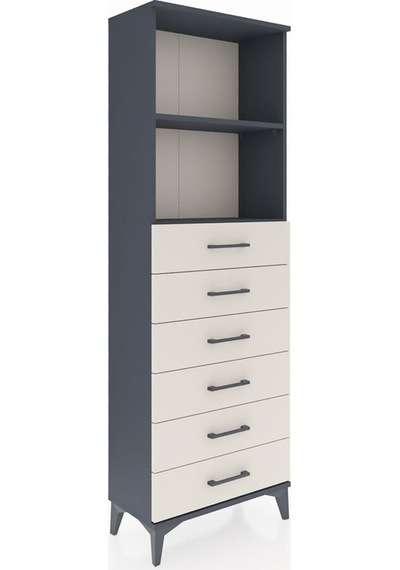 Arges Dolap 2 Raflı 6 Çekmeceli 60x30x182 Antrasit-aytaşı Antrasit
