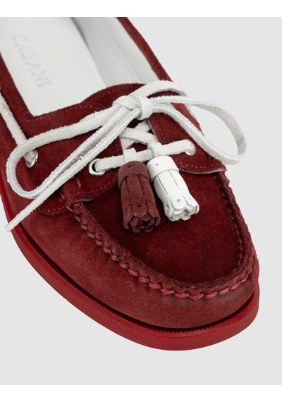 Bordo Detaylı Hakiki Deri Marin Loafer Ayakkabı