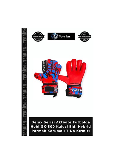 Delux Serisi Aktivite Futbolda Hobi Gk-300 Kaleci Eld. Hybrid Parmak Korumalı 7 No Kırmızı